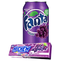 Hi-Chew grape-flavored chewing candies 50 g + Fanta grape-flavored carbonated drink 355 ml