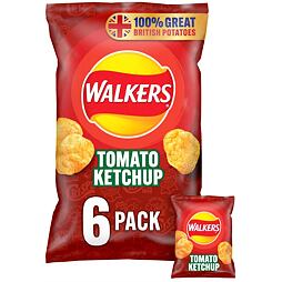 Walkers bramborové chipsy s příchutí kečupu 6 x 25 g