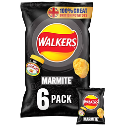 Walkers bramborové chipsy s příchutí Marmite 6 x 25 g
