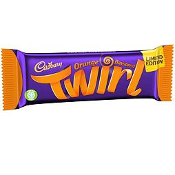 Cadbury Twirl 2 milk chocolate bars with orange flavor 43 g