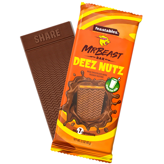 Feastables MrBeast Deez Nuts milk chocolate with peanut butter filling 60 g Whole pack 10 pcs