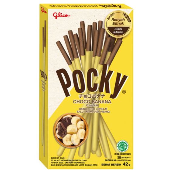 Chocolate-flavored Pocky bars with banana-flavored glaze 42 g