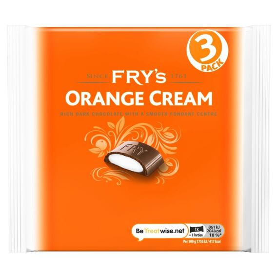 Fry's dark chocolate bar with cream filling with orange flavor 3 x 49 g