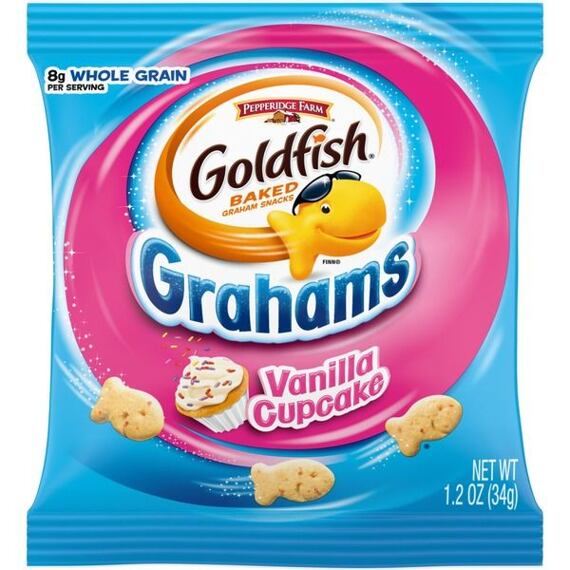 Goldfish Grahams pšeničné krekry ve tvaru rybiček  s příchutí vanilkového dortíku 34 g