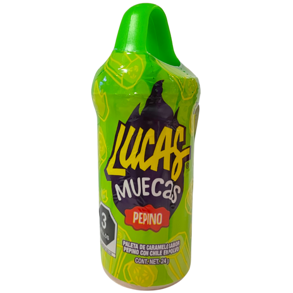 Lucas Gusano Muecas cucumber lollipop with chili powder 24 g