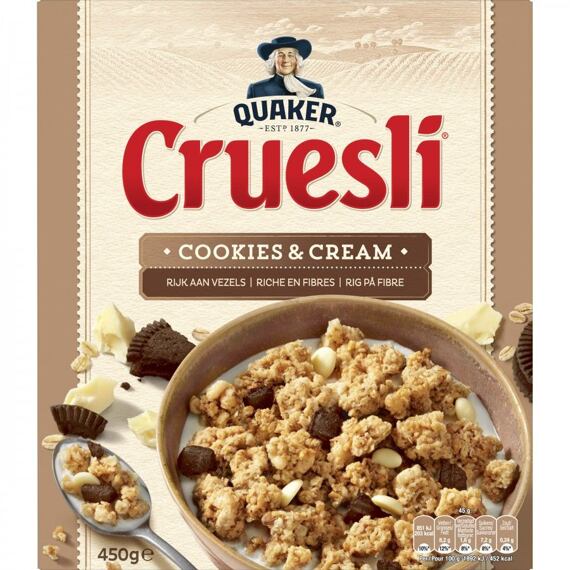 Quaker Cruesli muesli with the flavor of cookies and cream 450 g