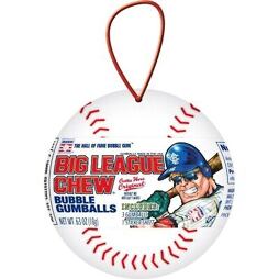 Big League chewing gum in a box in the shape of a Christmas ornament 18 g