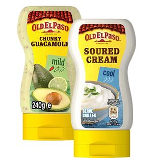 Old El Paso omáčka s příchutí zakysané smetany 230 g + Old El Paso guacamole salsa 240 g