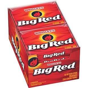 Big Red Chewing Gum with Cinnamon Flavor 15 pcs 41 g Whole Pack of 10 pcs