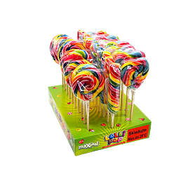 Maxcool round, long or heart shaped rainbow lollipop 60 g