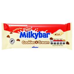 Nestlé Milkybar bílá čokoláda s příchutí sušenek a krému 90 g