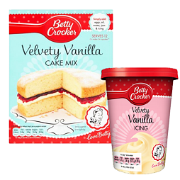 Betty Crocker vanilla flavored frosting + Betty Crocker vanilla cake mix