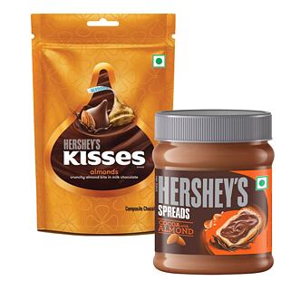 Hershey's Kisses z mléčné čokolády s kousky mandlí + Hershey's čokoládovo mandlová pomazánka