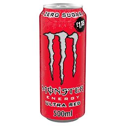 Monster Ultra Red energetický nápoj bez cukru s příchutí ovocného punče 500 ml PM
