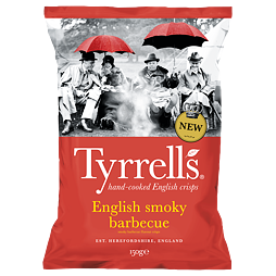 Tyrrells chipsy s příchutí kouřové barbecue omáčky 150 g