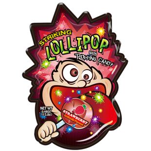 Striking lollipop with bursting candies with strawberry flavor 13.8 g