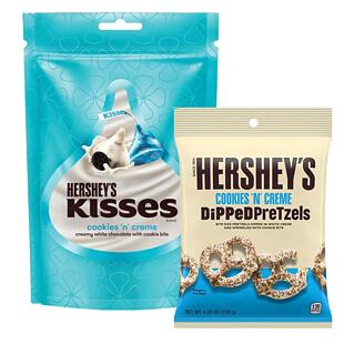 Hershey's Kisses s příchutí sušenek a krému + Hershey's preclíky s příchutí sušenek a krému