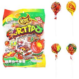 Dulces Mara fruit and chili lollipops with chewing gum 10 x 17 g