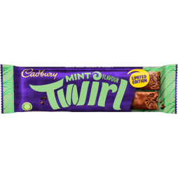 Cadbury Twirl bar of milk chocolate with mint flavor 43 g
