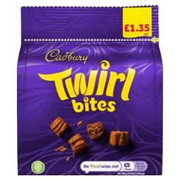 Cadbury Twirl Bites nadýchané kousky z mléčné čokolády 95 g PM