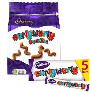 Cadbury Curly Wurly karamelové tyčinky + Cadbury Curly Wurly kousky karamelu v čokoládě