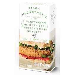 Linda McCartney's 2 vegetariánské 'kuřecí' filetové burgery v jižanském stylu 270 g