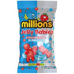 Millions Jelly Babies strawberry and bubblegum gummy candy 190 g