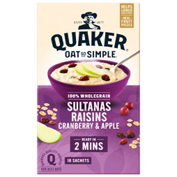 Quaker Oat So Simple ovesné vločky se sutalanas, rozinkami, brusinkami a jablky 385 g