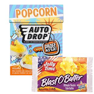 Autodrop candies with popcorn flavor 220 g + Jolly Time Butter popcorn with butter flavor 100 g