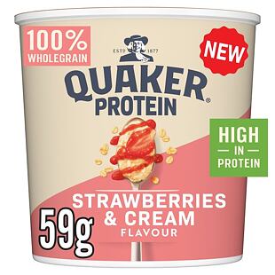 Quaker ovesná kaše s vysokým obsahem proteinu s příchutí jahod a smetany 58 g