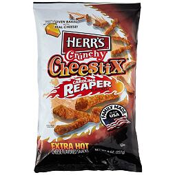 Herr's Cheestix with the flavor of Carolina Reaper peppers 227 g