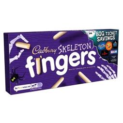 Cadbury Skeleton Fingers sušenky v bílé čokoládě 114 g