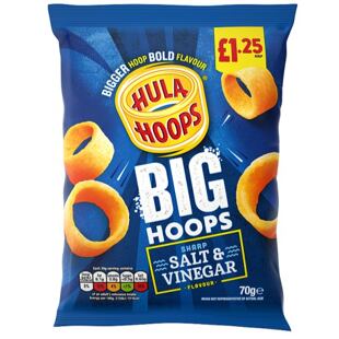 Hula Hoops bramborové kroužky s příchutí soli a octu 70 g PM