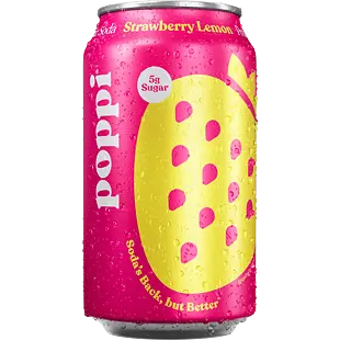 Poppi prebiotická limonáda s příchutí jahod a citronu 355 ml