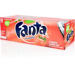 Fanta strawberry carbonated soda 355 ml Whole pack of 12 pcs