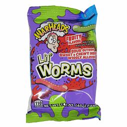 Warheads Lil' Worms malé kyselé žvýkací žížalky s ovocnou příchutí 40 g