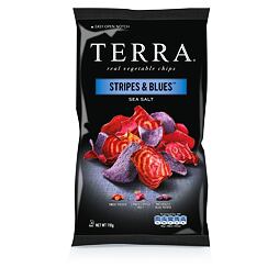 Terra Chips Stripes & Blues zeleninové chipsy s mořskou solí 110 g
