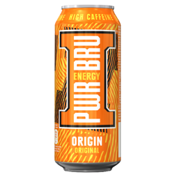 Pwr-Bru Original carbonated energy drink with high caffeine content 500 ml