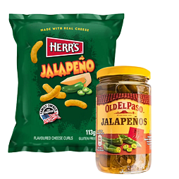 Herr's Hot Corn Crisps with Jalapeño Flavor 113g + Old El Paso Pickled Jalapeño Peppers