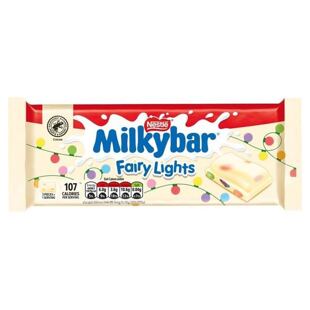 Milkybar Fairy Lights bílá čokoláda s čokoládovými bonbony v cukrové skořápce 100 g