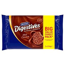 McVitie's Digestives polomáčené sušenky s mléčnou čokoládou 2 x 316 g