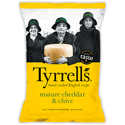 Tyrrells mature cheddar & chive potato chips 150 g 