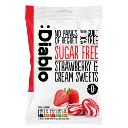 Diablo cream candies with strawberry flavor without sugar 75 g