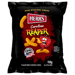 Herr's spicy cheese curls with Carolina Reaper Flavor 113 g