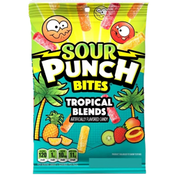 Sour Punch kyselé žvýkací kousky s příchutí tropického ovoce 105 g