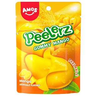 Amos Peelerz gumové bonbóny se sladkou slupkou s příchutí manga 65 g