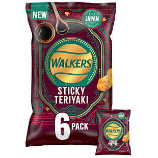Walkers bramborové chipsy s příchutí Teriyaki omáčky 6 x 25 g