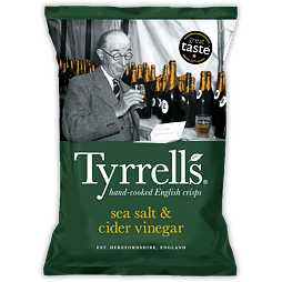 Tyrrells chipsy s příchutí mořské soli a jablečného octa 150 g