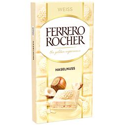 Ferrero Rocher white chocolate with creamy filling with hazelnut pieces 90 g