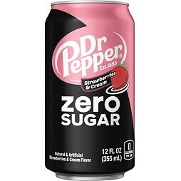 Dr Pepper carbonated drink with strawberry and cream flavor with sweeteners 355 ml